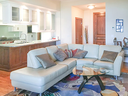 The open floor plan is great for entertaining. 105-living-room